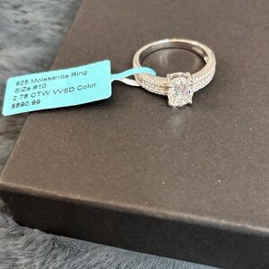 Moissanite sterling Silver engagement cocktail Ring size 10 nwt!
